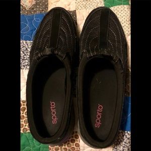 Size 8 black slip on shoes, very comfortable